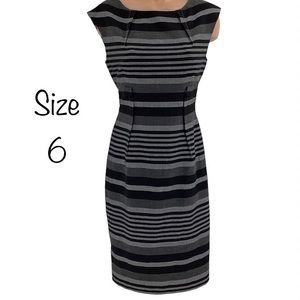 Calvin Klein Dark Gray Stripe Sheath Dress Sz 6